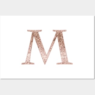 M rose gold glitter monogram letter Posters and Art